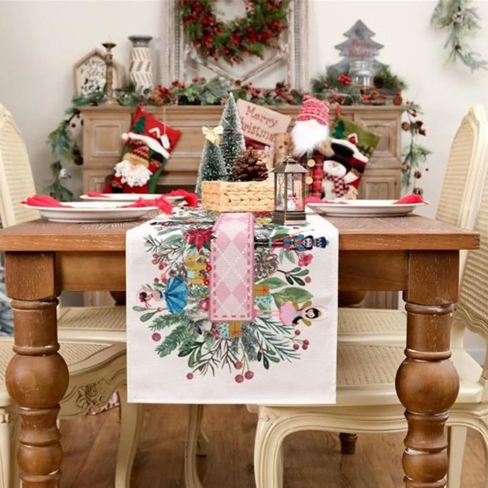 Nutcracker Table Runner Christmas Decor Decorative Cloth Holiday Xmas Decoration - Picture 2 of 16